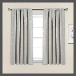 Lush Decor - Set of 2 52"x63" Star Blackout Window Curtain Pane Gray